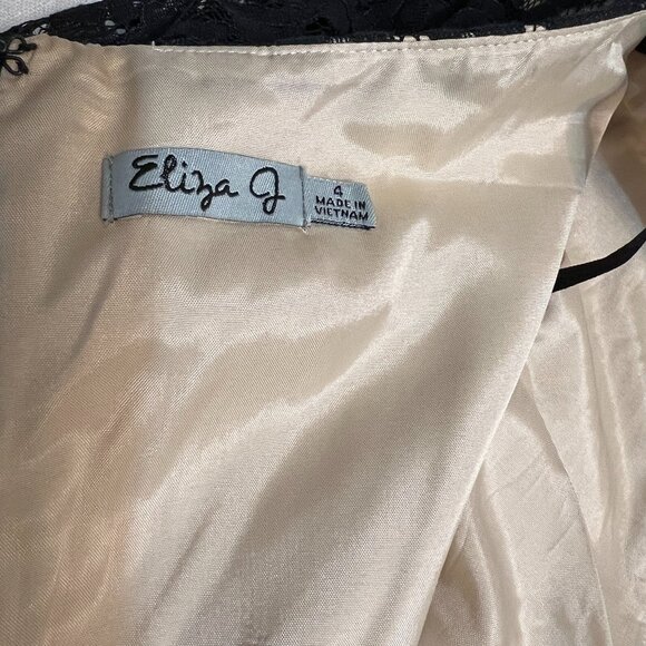 Eliza J Black Lace Bodice Fit&Flare Dress Size 4 Cocktail Formal Party Pockets - Picture 7 of 12